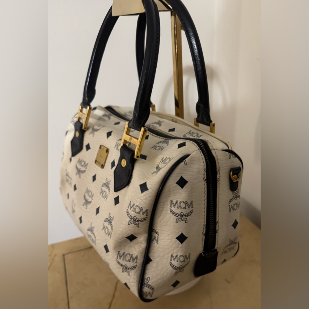 MCM VINTAGE VISETOS BOSTON CROSSBODY SATCHEL MONOGRAM P9381 W/CROSSBODY STRAP - Picture 6 of 17